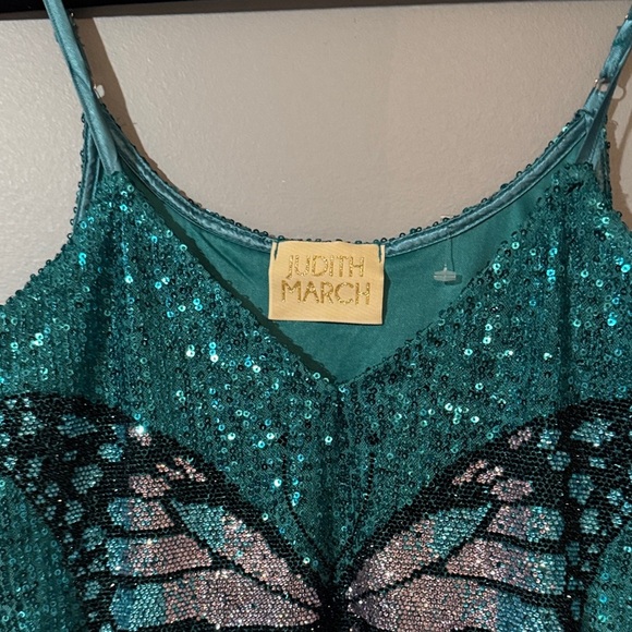 Judith March Teal Sequin Butterfly Camisole - Picture 2 of 8